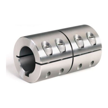 Climax Metal One-Piece Industry Standard Clamping Couplings w/Keyway, 1-1/8", Stainless Steel ISCC-112-112SKW